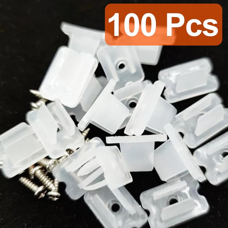LEPEVNEY مشابك تركيب شريط LED مقاوم للماء - شفاف، يناسب شرائط LED سيليكون 5mm-6mm، تشمل البراغي، عبوة من 100 - Image 3